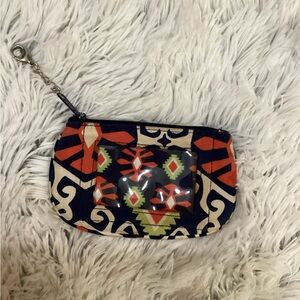 Vera Bradley zip ID Coin Keys Cards holder case with lobster claw clasp